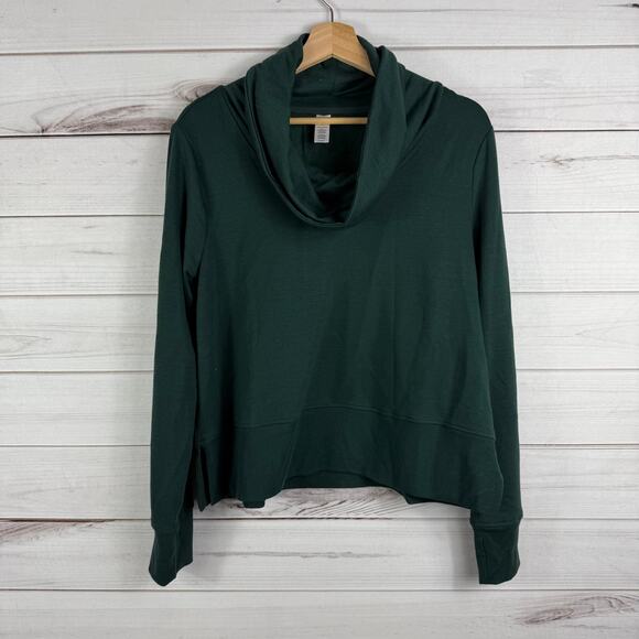 90 Degrees‎ by Reflex Womens Deep Teal Cowl Neck Sweatshirt Large - Picture 1 of 6